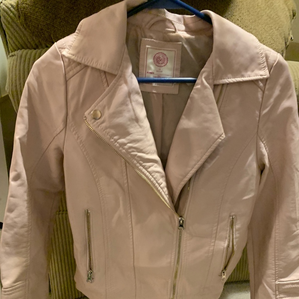 Soft pink faux leather jacket